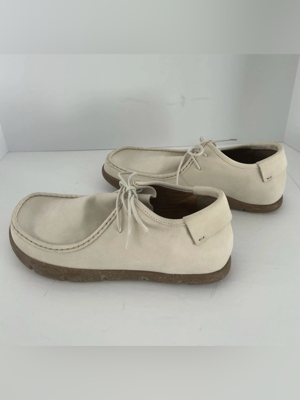 Kalso Earth Shoe Men 11.5 Ivory Chalk Darby Nubuck Negative Heel New No Box